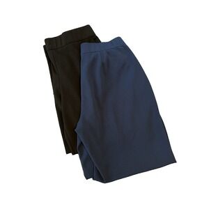 White House Black Market WHBM Wide Leg Womens Pants 14 Short Black Navy Lot of 2